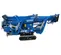 Side view of a blue Teupen compact tracked atrium lift with extendable boom retracted.