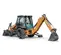 Orange and gray CASE 60-90 HP Backhoe Loader, 14 ft. profondeur de creusement