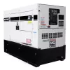Génératrice remorquable de 16 à 25 kW MULTIQUIP blanche et noire, diesel de niveau 4