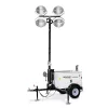 White and black GENERAC Towable Light Tower with 6kW Generator, 4,200W, 30 ft. Mât vertical, diesel