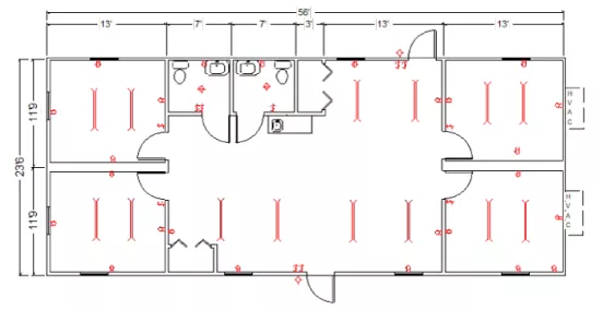 Bureau mobile avec plan pour deux toilettes