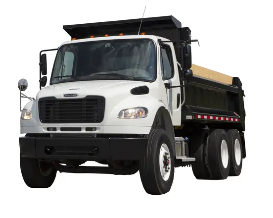 Camion-benne Freightliner blanc et noir