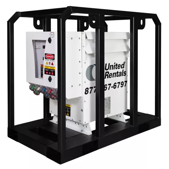 Transformateur abaisseur de 75 kVA blanc et noir, 480 V/208 V
