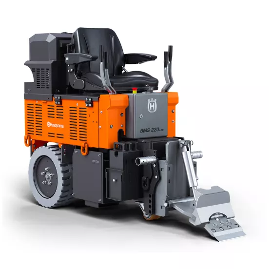 Grattoir de plancher autoporté sur batterie Husqvarna orange et gris