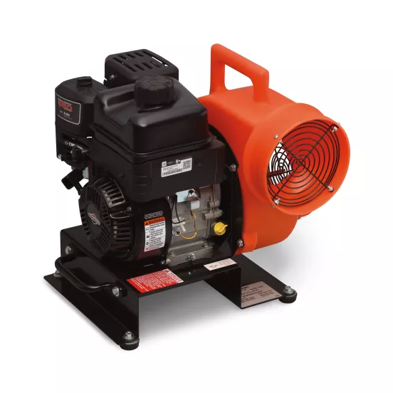 Souffleuse portative ALLEGRO rouge et noire, 20 cm ventilateur centrifuge, à essence