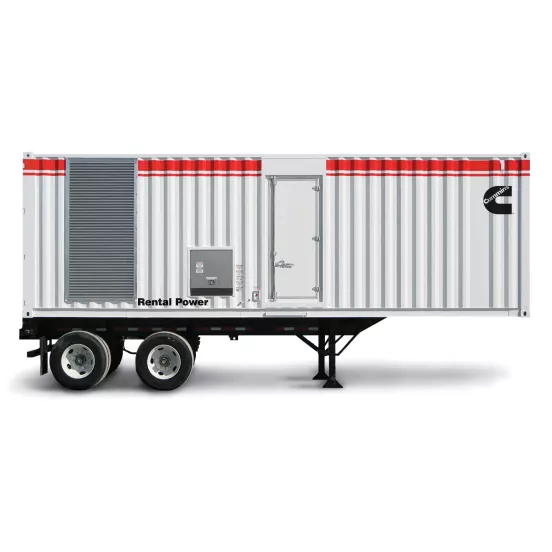 Génératrice remorquable CUMMINS blanche, noire et rouge, 800 à 1 000 kW, diesel