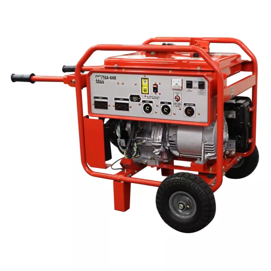 Génératrice portative de 6 000 à 6 400 W MULTIQUIP rouge et argent, essence
