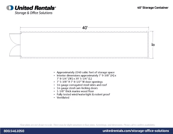 Conteneur de stockage Plan GENERIC 12 m x 2,4 m x 2,9 m Conteneur de stockage High Cube