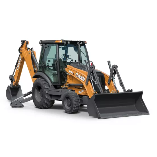 Orange and gray CASE 60-90 HP Backhoe Loader, 14 ft. profondeur de creusement