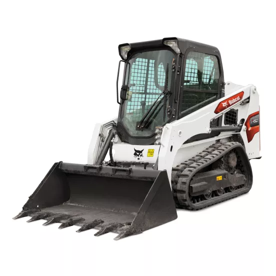 Chargeuse à chenilles compacte BOBCAT blanche et noire
