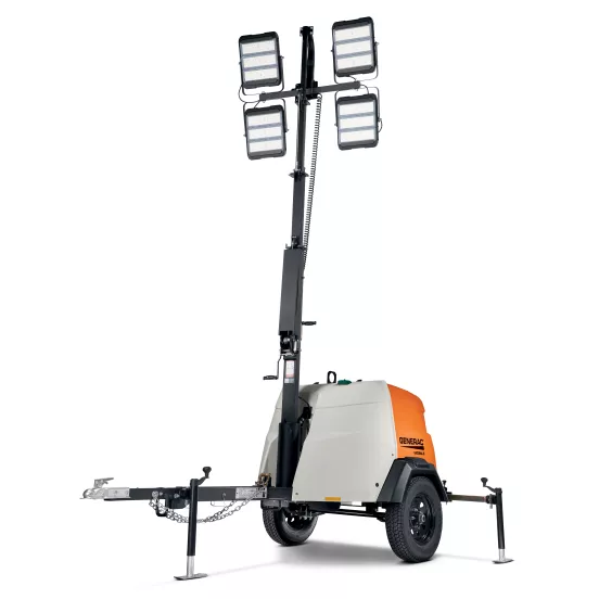 Tour d’éclairage remorquable GENERAC blanche, orange et noire (spécification signaleur DOT)